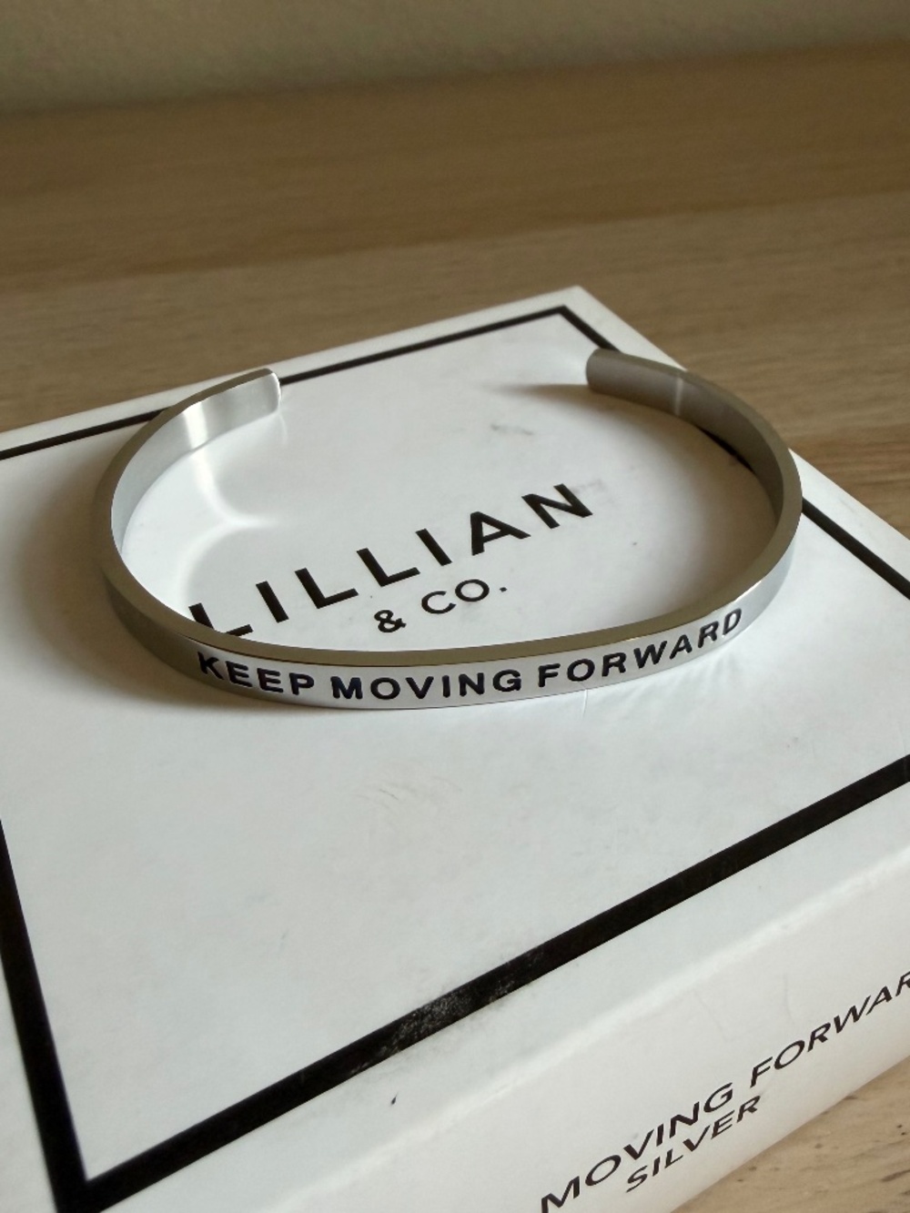 Lillian and Co. "Keep Moving Forward" Adjustable Silver Bangle | OS | NIB!!!